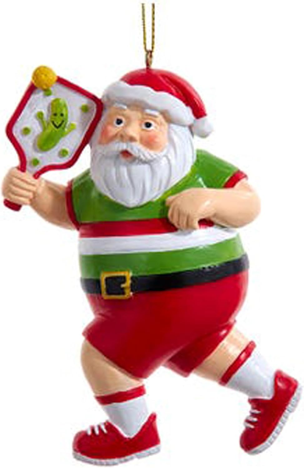 4.375-Inch Resin Pickleball Santa Ornament