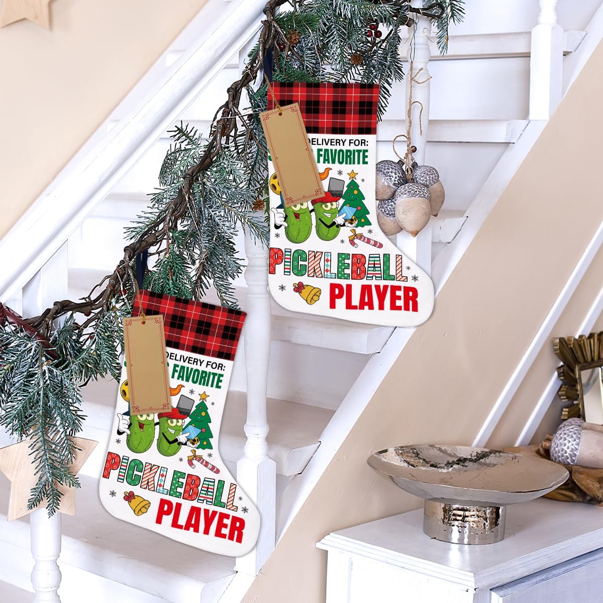 Pickleball Christmas Stocking 18 X 12 Inches
