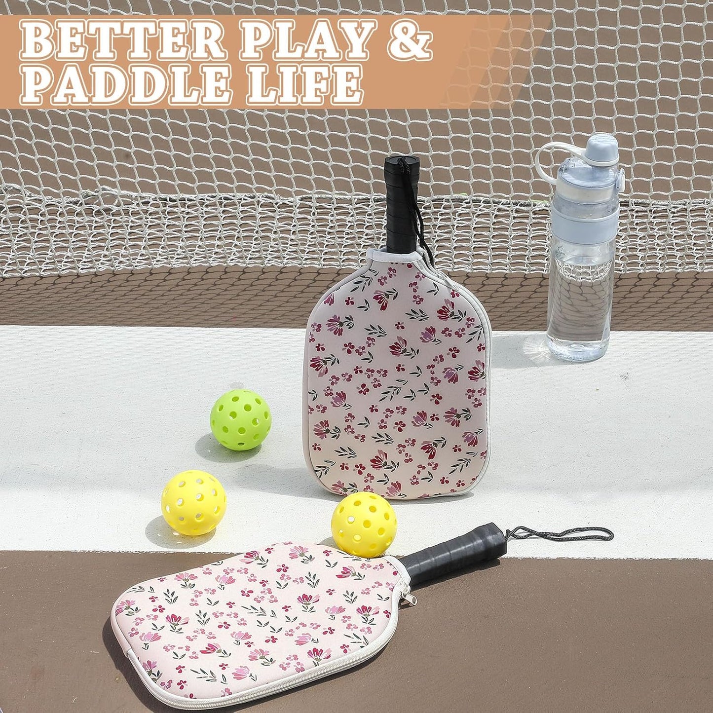 2 Pcs Paddle Cover Compatible with Pickleball Paddle Cover Neoprene Racket Sleeve with Zipper, 11.81 X 8.66 Inches Compatible with Pickleball Protection Covers for Men Women