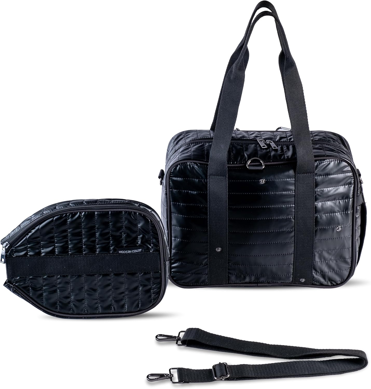 Quilted Pickleball Bag Detachable Paddle Case, Fence Hook and Expandable Water Bottle Holder