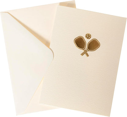 Pickleball Cards, Pack of 10 Cards with Envelopes, All Occasion Greetings, Blank Inside, Embossing and Gold Foil Accents, La Petite Press Collection Boxed Set, 3.25" X 4.75"