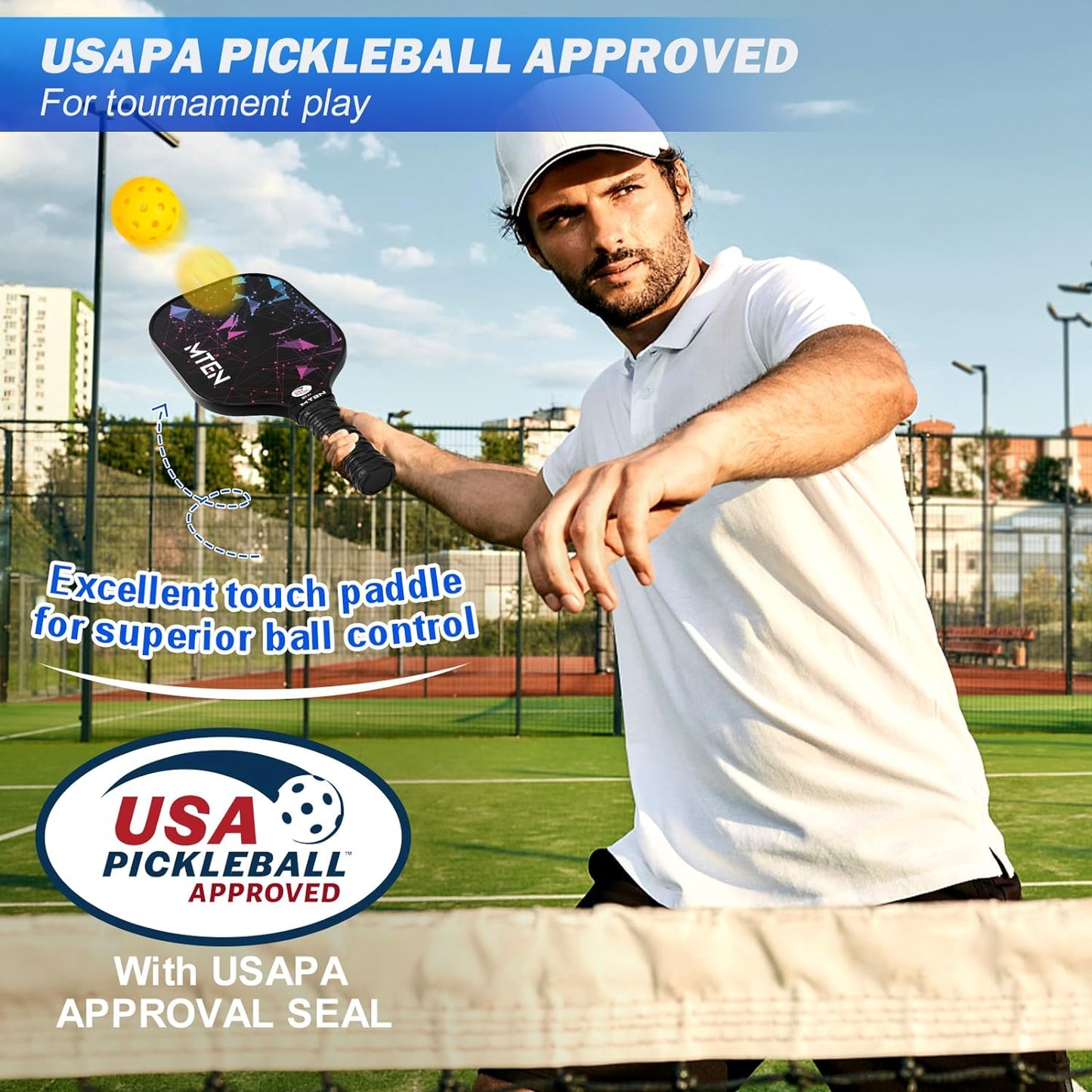 Pickleball Paddles, USAPA Approved Fiberglass Surface Pickleball Set