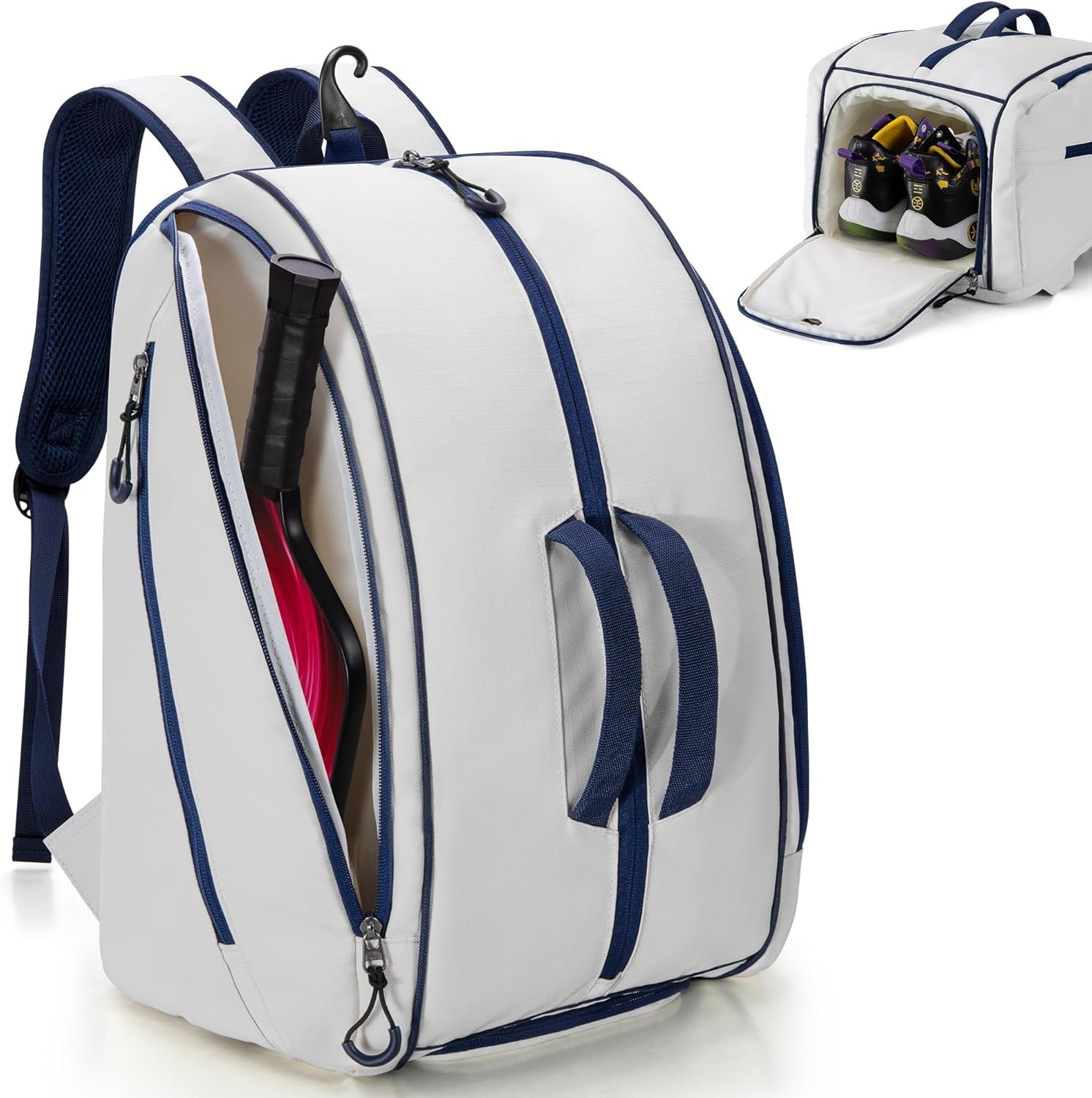 Pickleball Backpack with Laptop Pocket, Shoe Compartment and Fence Hook