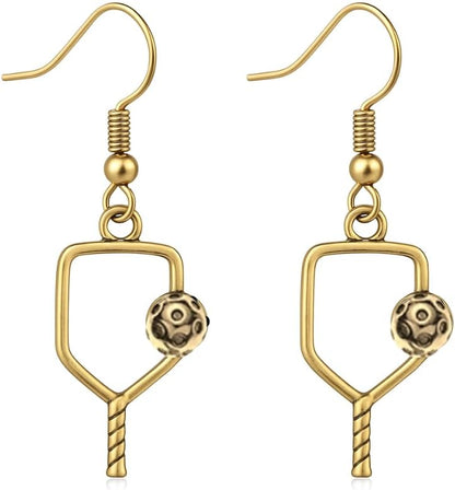 Silver Pickleball Paddle Charm Earrings