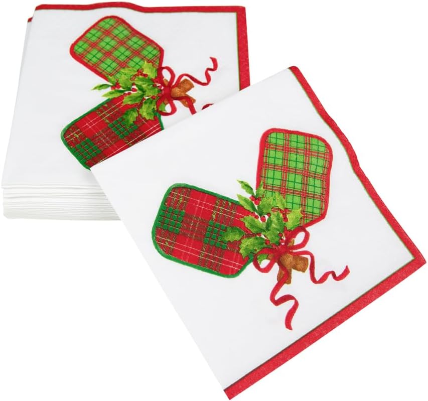 Christmas Pickleball Cocktail Napkins - 20 per Package