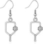 Silver Pickleball Paddle Charm Earrings