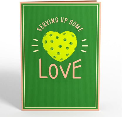 Love Pop-Up Card 3D Greeting Card 5" X 7" - Pickleball Serving up Some Love
