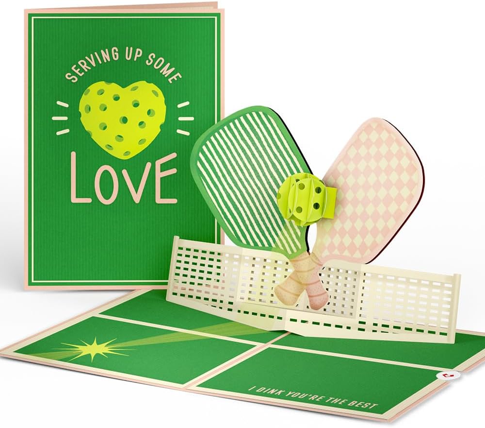 Love Pop-Up Card 3D Greeting Card 5" X 7" - Pickleball Serving up Some Love