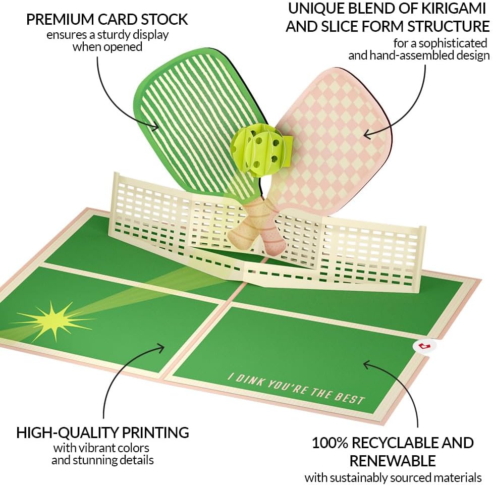 Love Pop-Up Card 3D Greeting Card 5" X 7" - Pickleball Serving up Some Love
