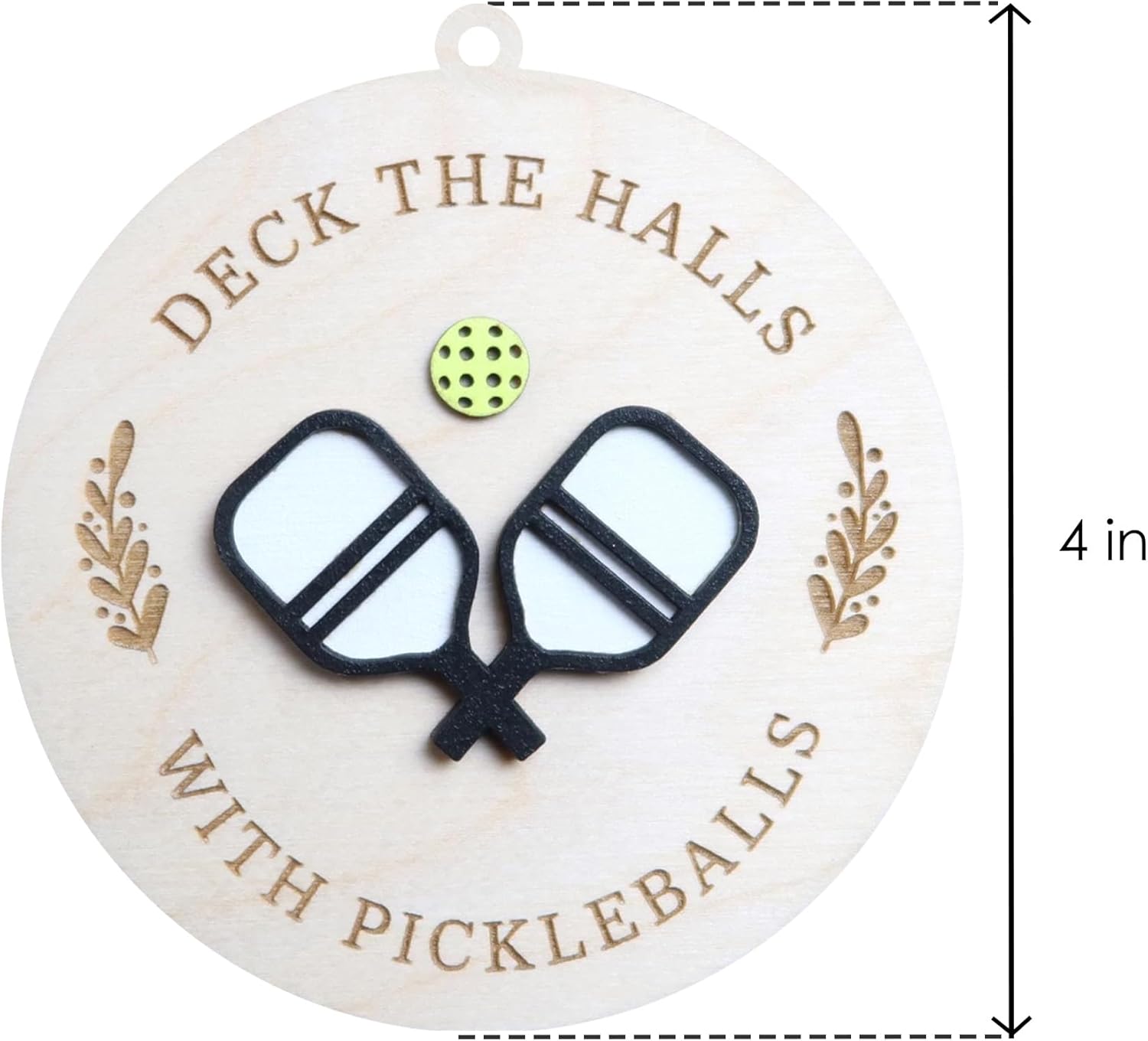 Deck the Halls with Pickleballs Ornament, 4 Inches