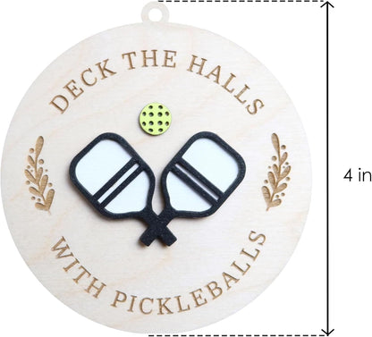Deck the Halls with Pickleballs Ornament, 4 Inches