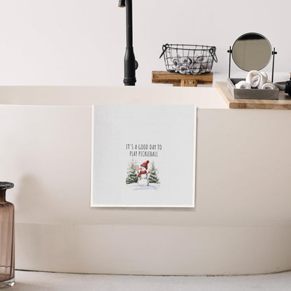 Christmas Pickleball Snowman Kitchen Towels, Gifts for Pickleball Lovers Dish Tea Towels for Kitchen Decor, Xmas Winter Snowman Holiday Decorative Hand Towel for Bathroom, 16X24 Inch