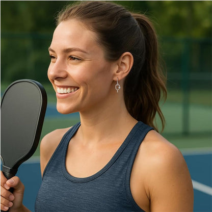 Silver Pickleball Paddle Charm Earrings