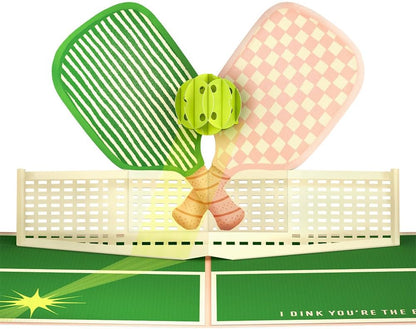 Love Pop-Up Card 3D Greeting Card 5" X 7" - Pickleball Serving up Some Love