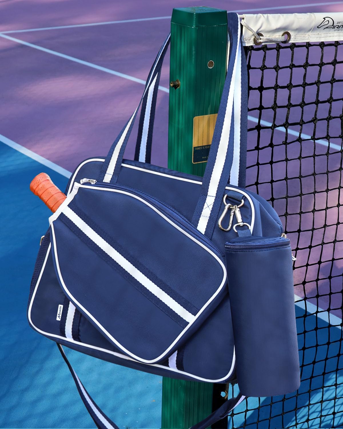 Pickleball Tote Bag for Women Men with Paddle Cover Pocket External Ball Bag and Adjustable Shoulder Strap Fence Hook