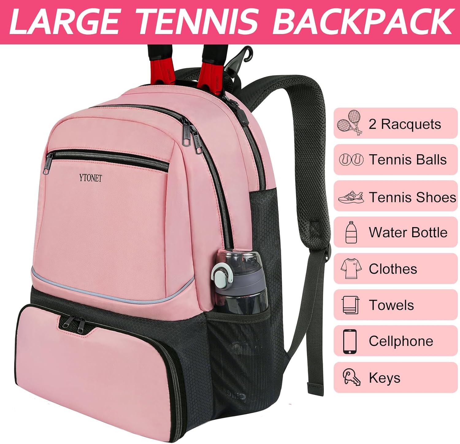 Pickleball Backpack with Insulated Pocket & Ventilated Shoe Compartment