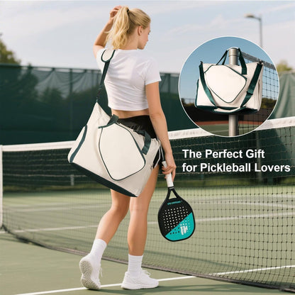 Pickleball Tote Bag with Shoe Compartment and Paddle Storage