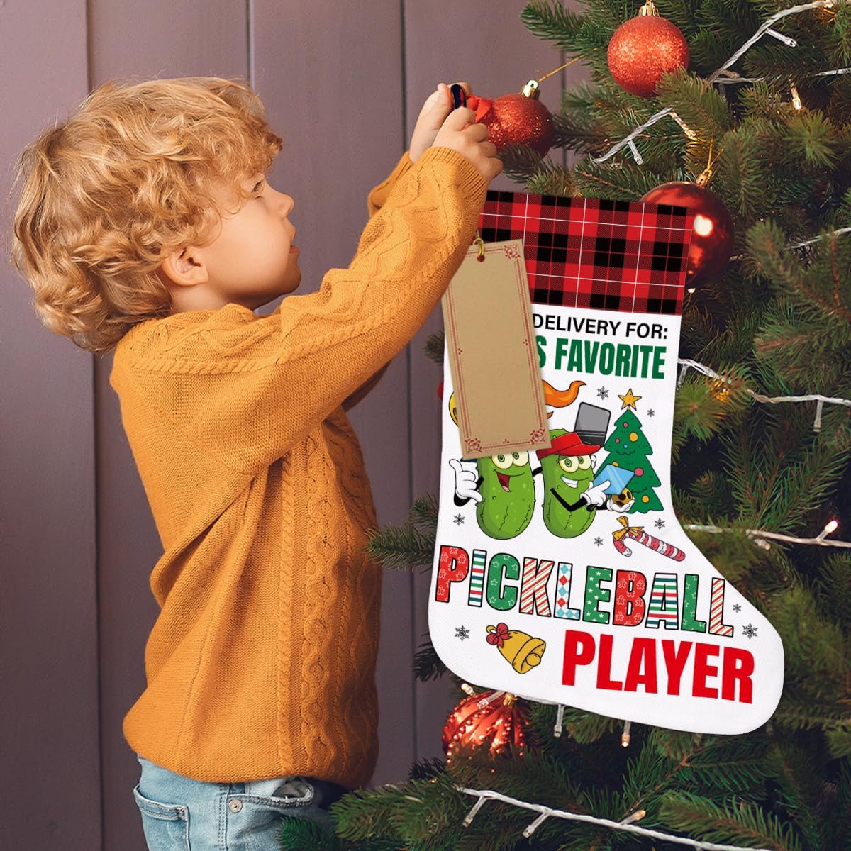 Pickleball Christmas Stocking 18 X 12 Inches