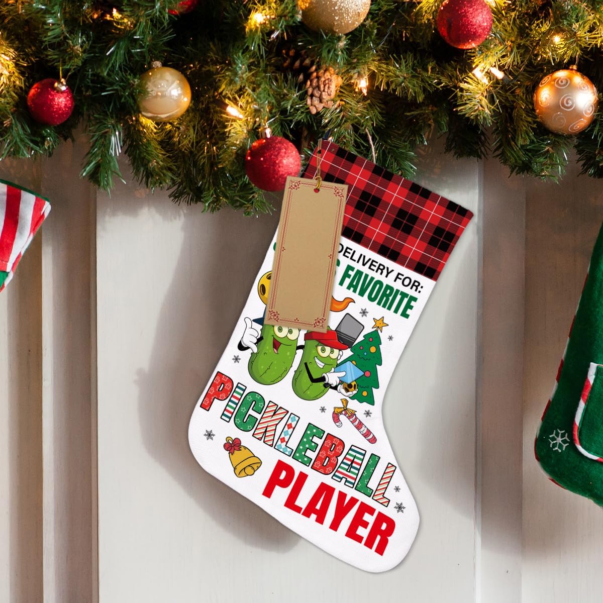 Pickleball Christmas Stocking 18 X 12 Inches