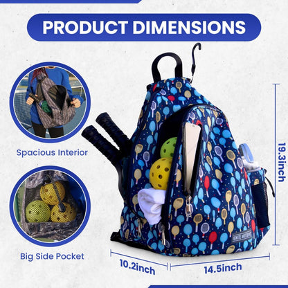 Pickleball Patterned Sling Bag/Crossbody with Fence Hook