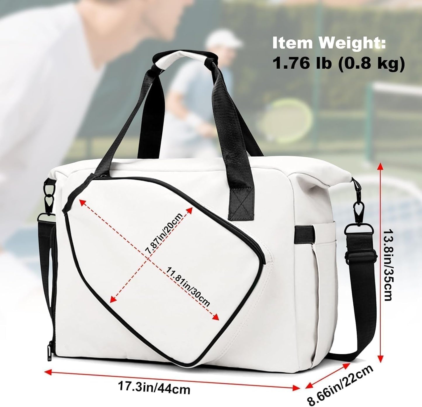 Pickleball Tote Bag with Shoe Compartment and Paddle Storage 