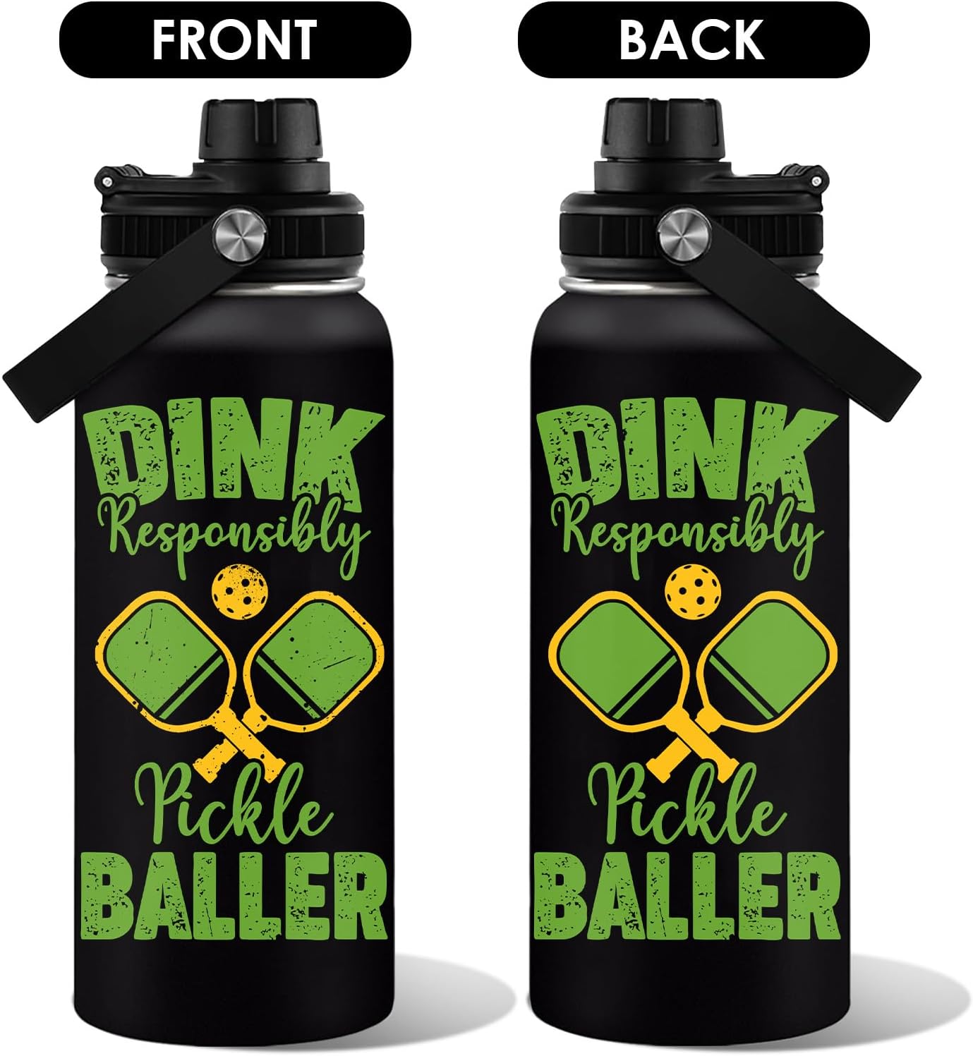 Pickleball Water Bottle 32Oz | Insulated Stainless Steel