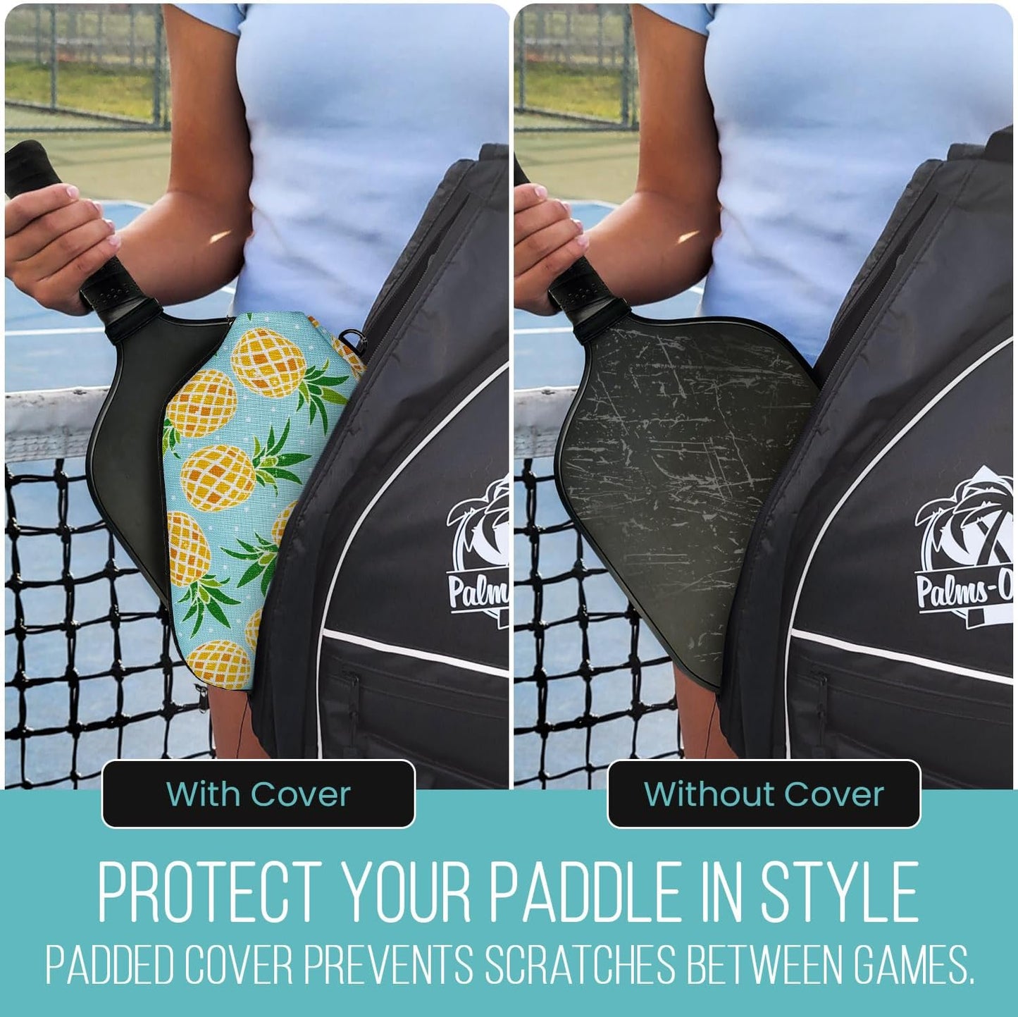 Pickleball Paddle Sleeve | Canvas Cover with Padding and Zipper | Protective Paddle Case for Rackets | Lightweight Pickleball Holder for Storage | Cover Only | Elongated & Standard Size