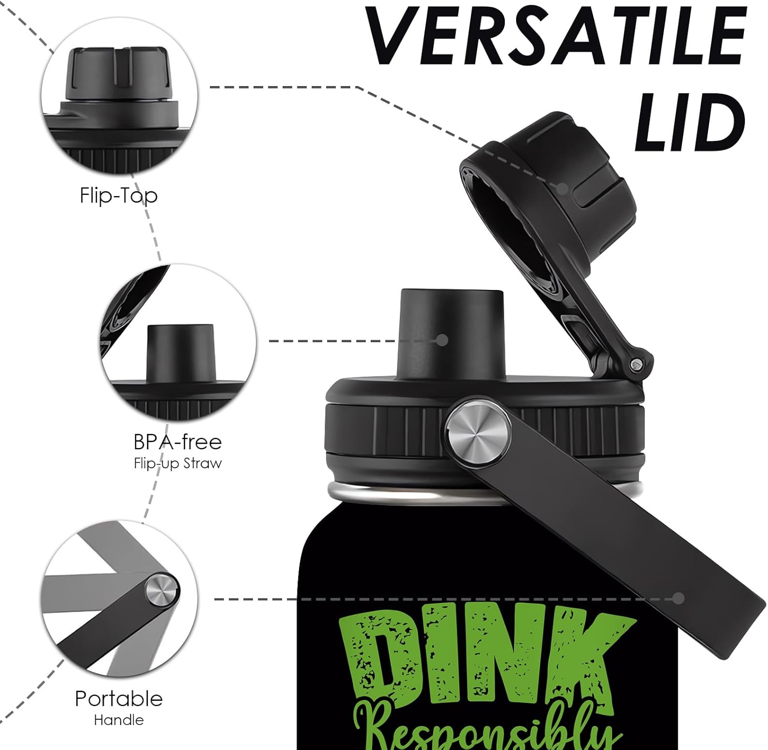 Pickleball Water Bottle 32Oz | Insulated Stainless Steel