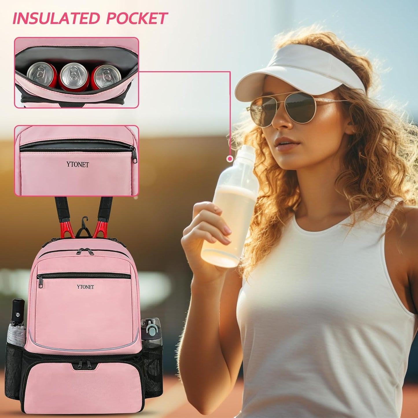 Pickleball Backpack with Insulated Pocket & Ventilated Shoe Compartment