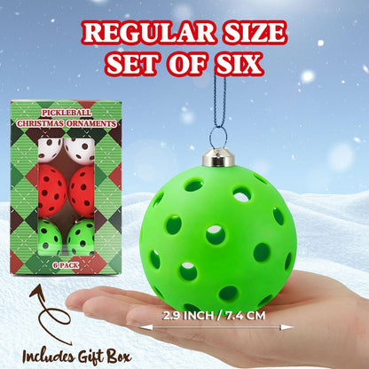 Pickleball Christmas Ornaments Set of 6