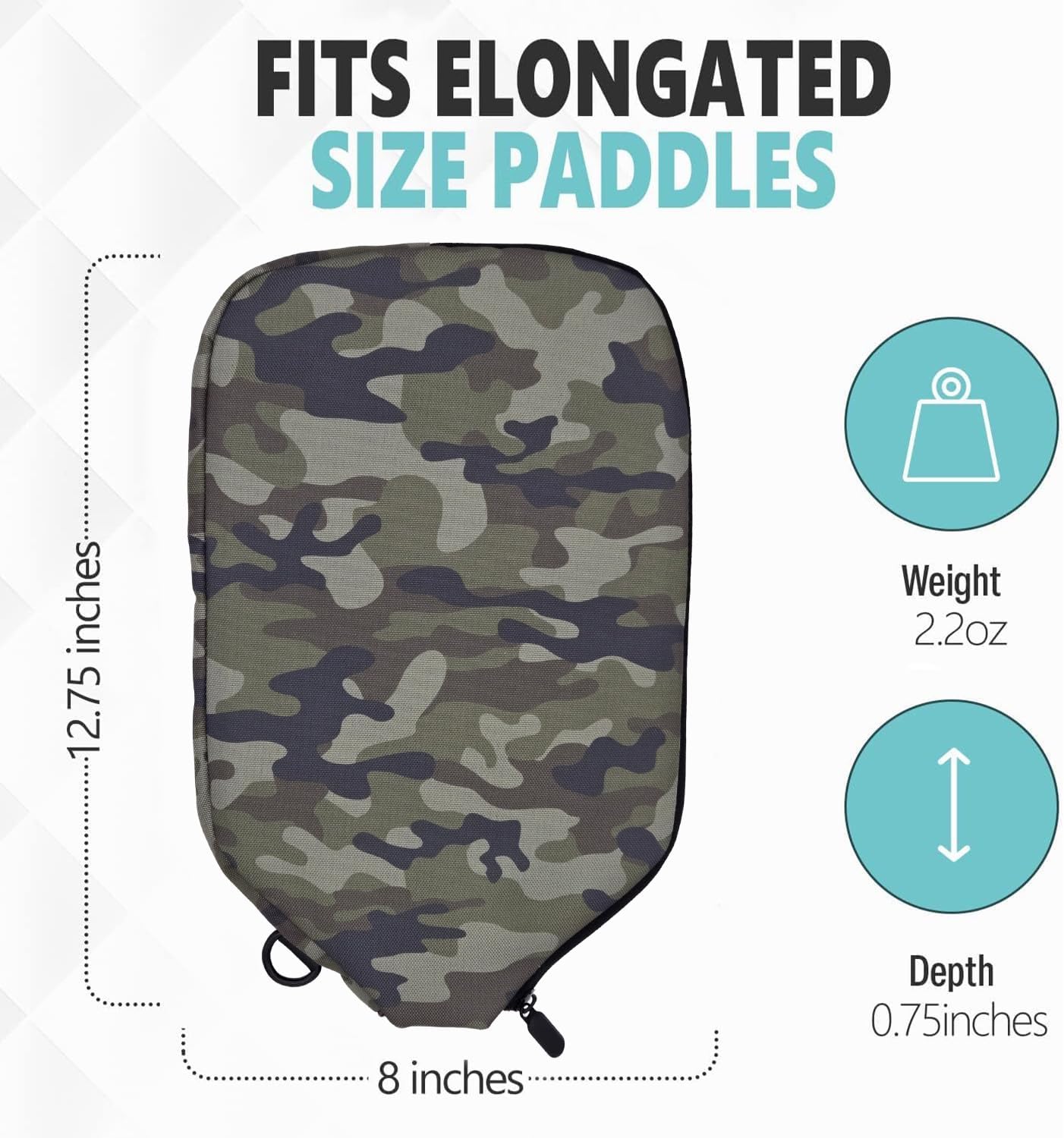Pickleball Paddle Sleeve | Canvas Cover with Padding and Zipper | Protective Paddle Case for Rackets | Lightweight Pickleball Holder for Storage | Cover Only | Elongated & Standard Size