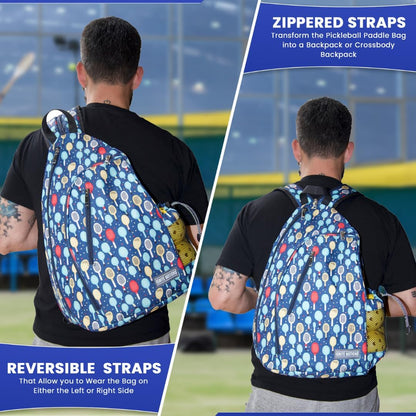 Pickleball Patterned Sling Bag/Crossbody with Fence Hook