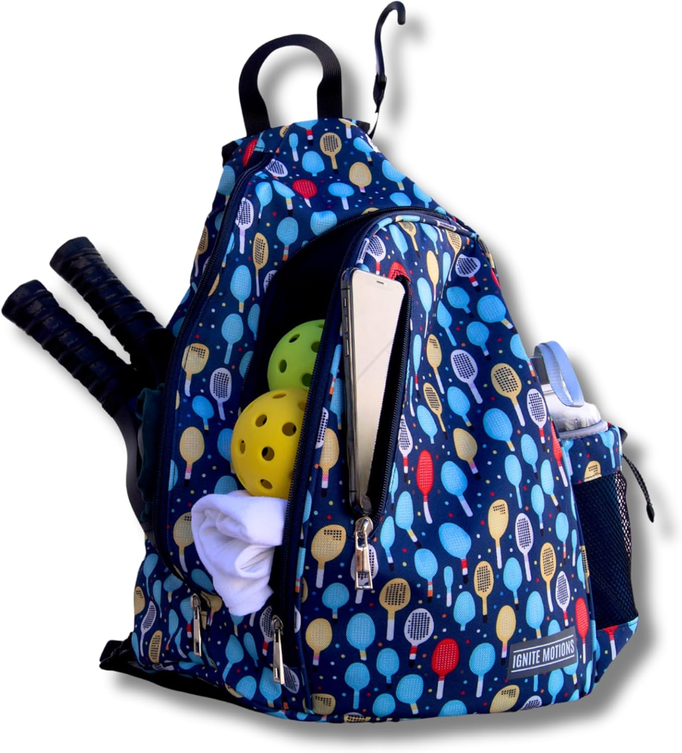 Pickleball Patterned Sling Bag/Crossbody with Fence Hook