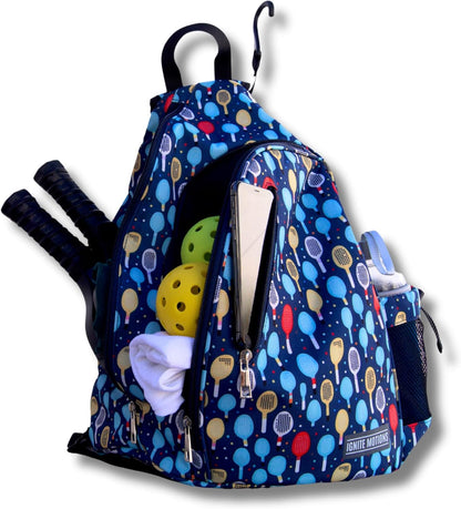 Pickleball Patterned Sling Bag/Crossbody with Fence Hook
