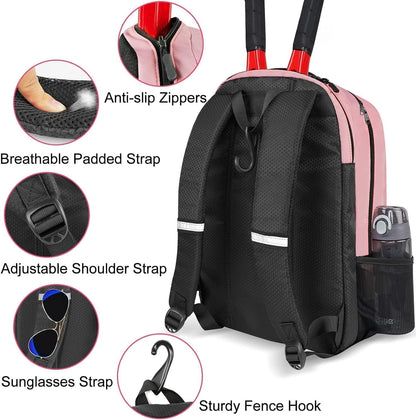 Pickleball Backpack with Insulated Pocket & Ventilated Shoe Compartment