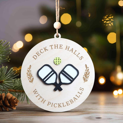 Deck the Halls with Pickleballs Ornament, 4 Inches
