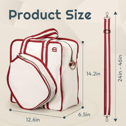 A11N SPORTS Pickleball Bag - Stylish Canvas Tote Bag with Adjustable Strap for Crossbody, Handbag, or Shoulder Bag - Ideal Pickleball Gift for Women and Men