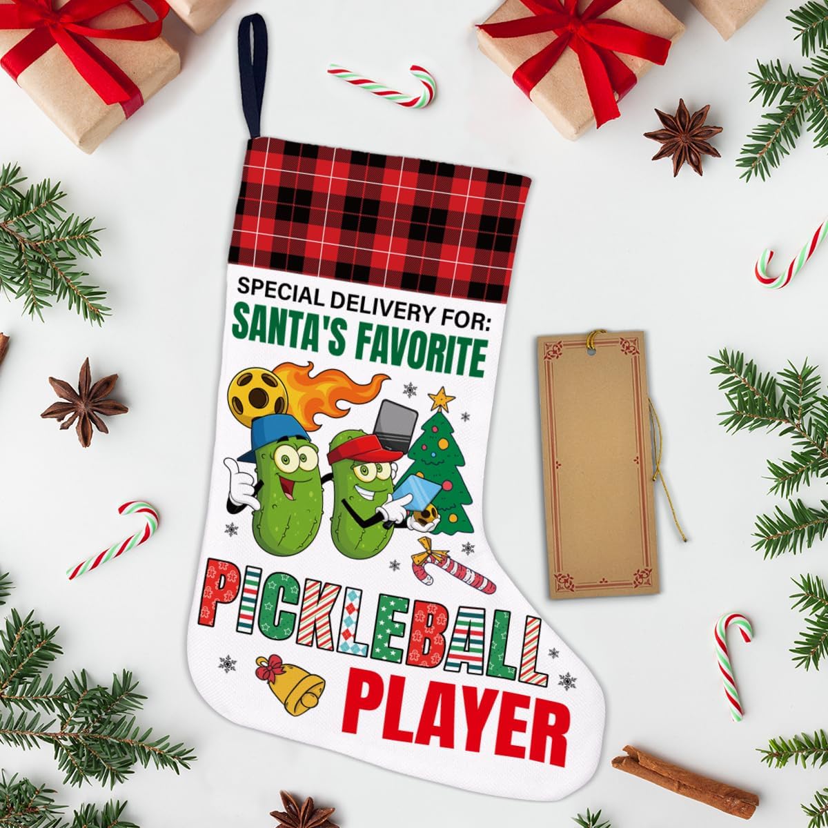 Pickleball Christmas Stocking 18 X 12 Inches