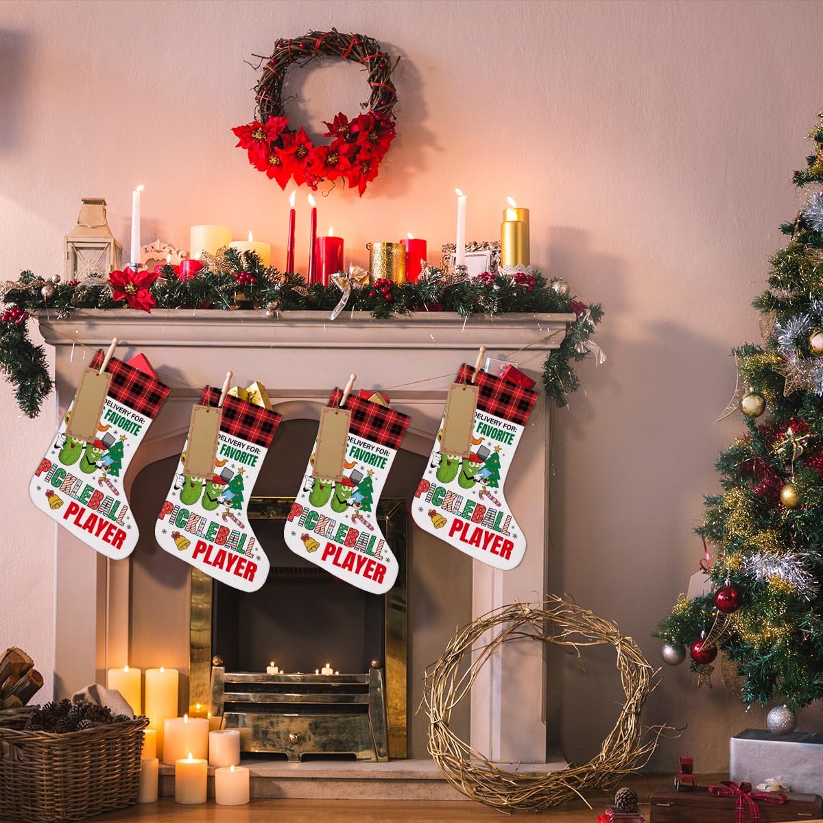 Pickleball Christmas Stocking 18 X 12 Inches