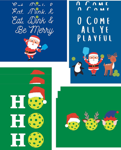Pickleball Christmas Cards Assorted Designs (12 Pack)