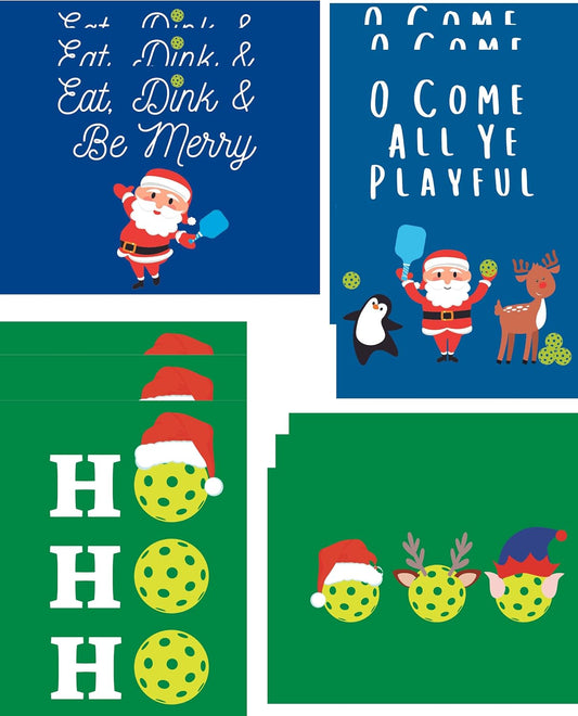 Pickleball Christmas Cards Assorted Designs (12 Pack)
