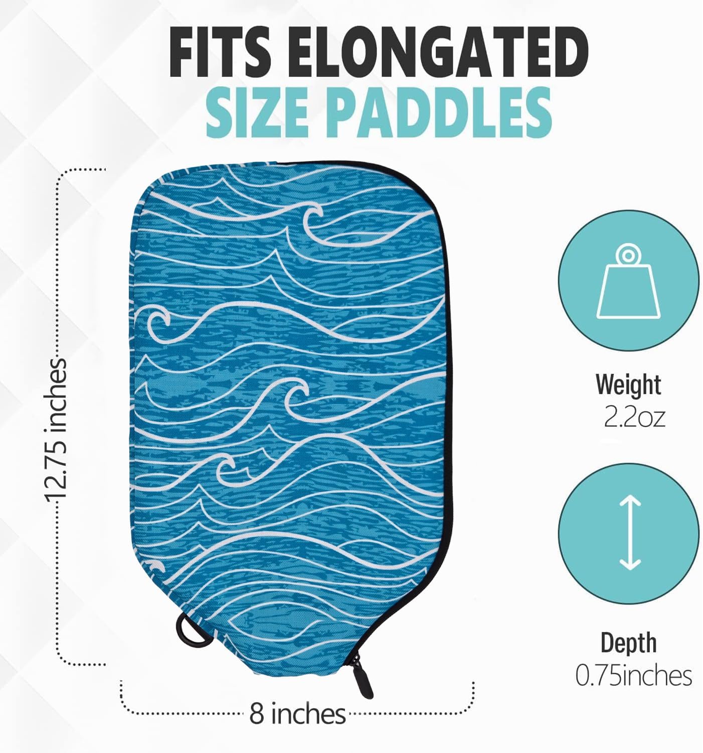 Pickleball Paddle Sleeve | Canvas Cover with Padding and Zipper | Protective Paddle Case for Rackets | Lightweight Pickleball Holder for Storage | Cover Only | Elongated & Standard Size