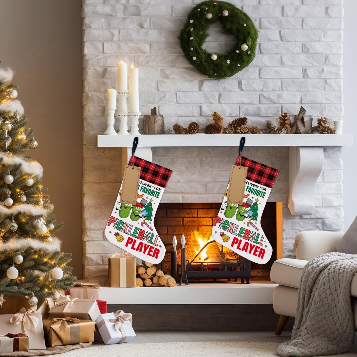 Pickleball Christmas Stocking 18 X 12 Inches