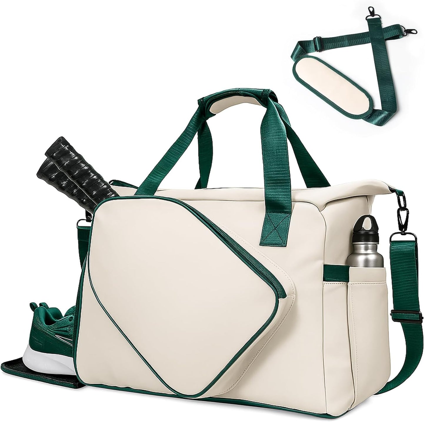 Pickleball Tote Bag with Shoe Compartment and Paddle Storage