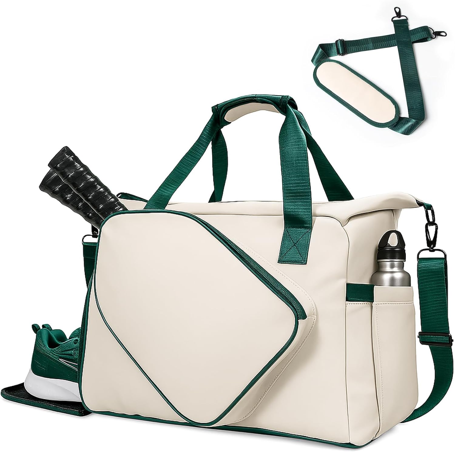 Pickleball Tote Bag with Shoe Compartment and Paddle Storage