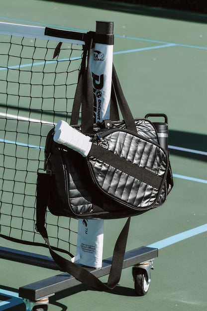 Quilted Pickleball Bag Detachable Paddle Case, Fence Hook and Expandable Water Bottle Holder