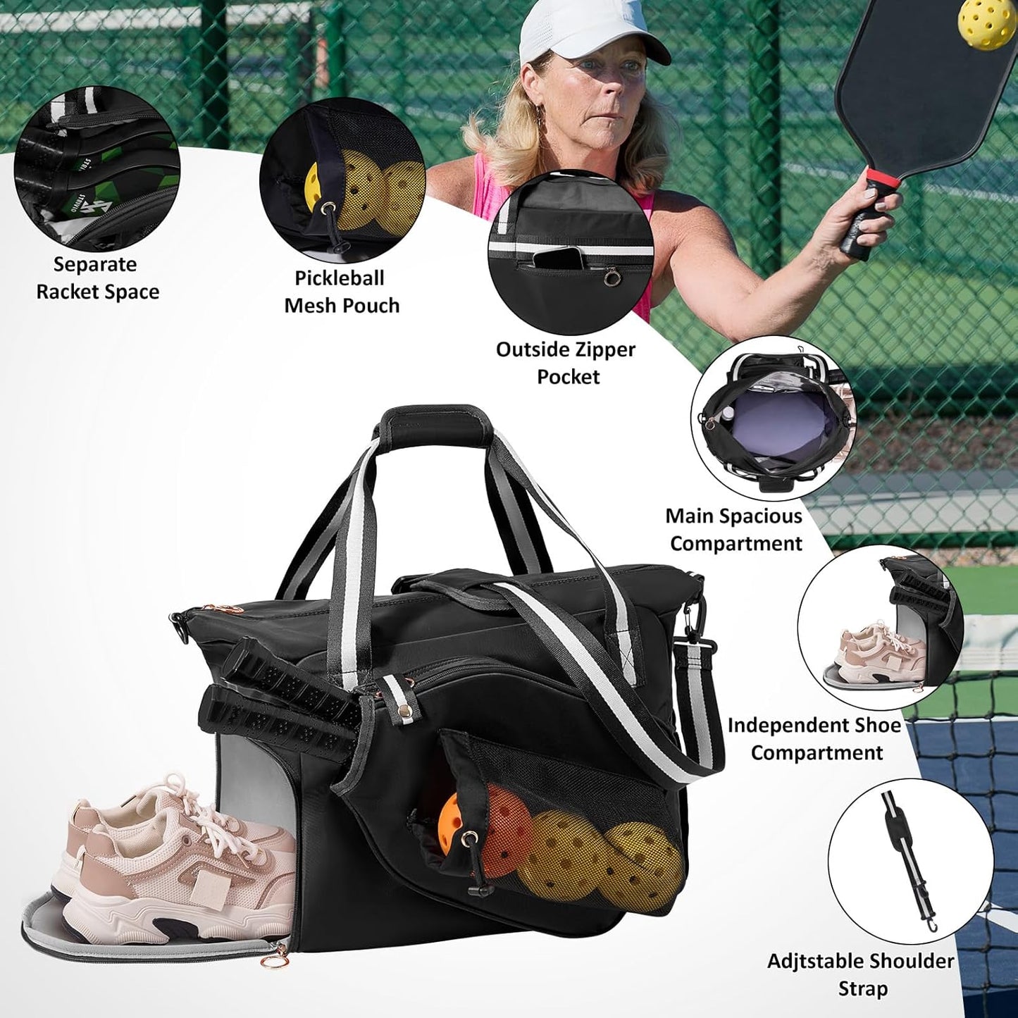 Pickleball Bag with Shoe Compartment