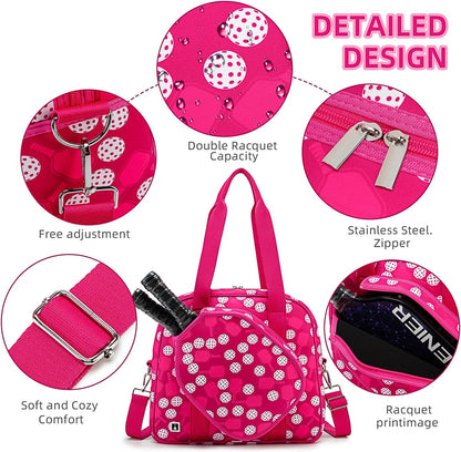 Pickleball Bag, Pickleball Tote Bag High-Capacity Adjustable Shoulder Strap for Pickleball Paddle Shoulder Bag, Pickleball Bag for Women Men