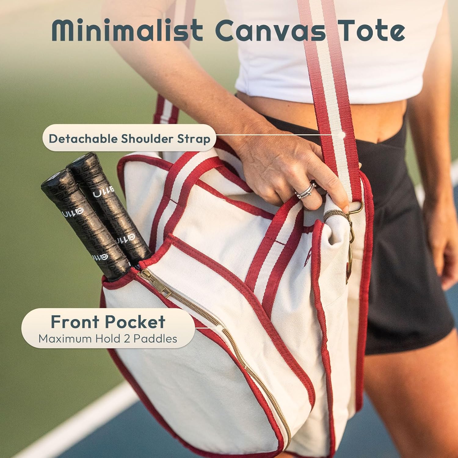 A11N SPORTS Pickleball Bag - Stylish Canvas Tote Bag with Adjustable Strap for Crossbody, Handbag, or Shoulder Bag - Ideal Pickleball Gift for Women and Men