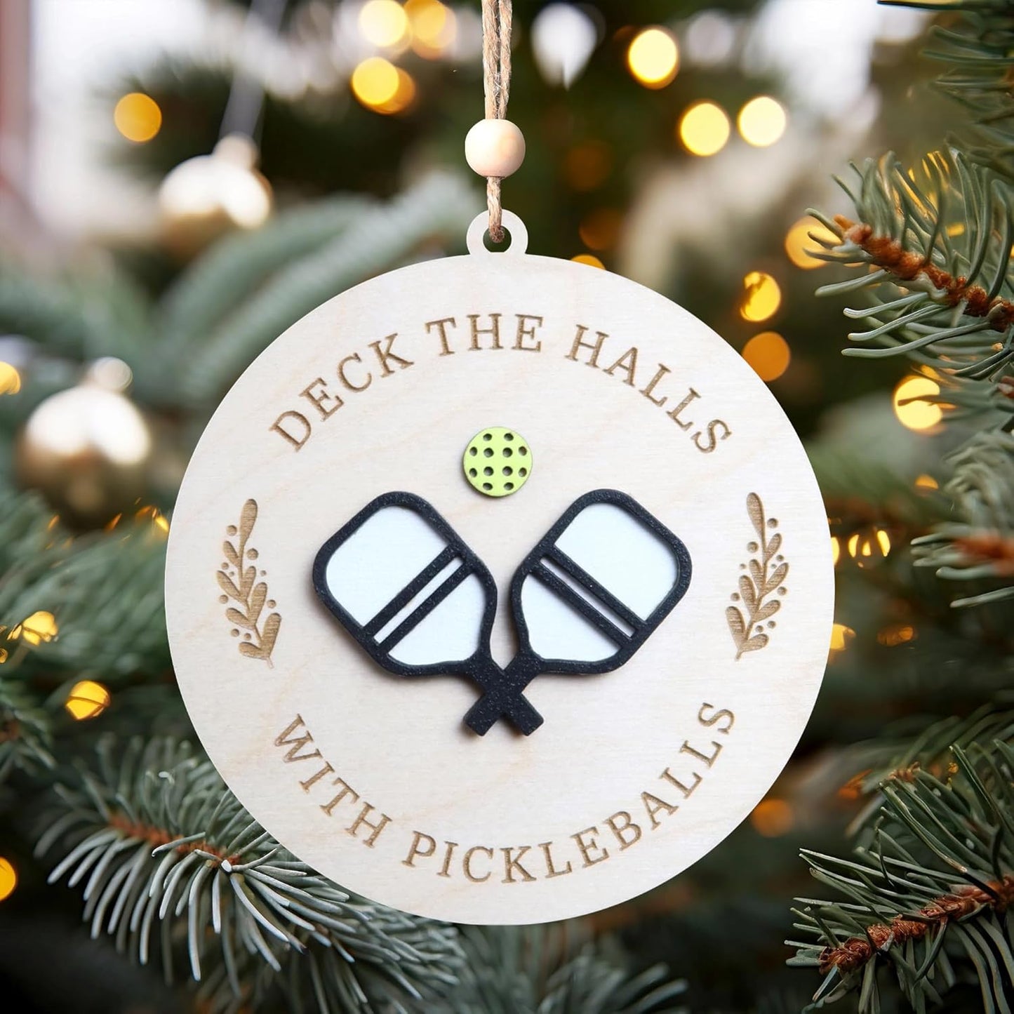 Deck the Halls with Pickleballs Ornament, 4 Inches